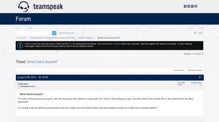 Server Query Account? - TeamSpeak