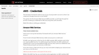 Serverless Framework - AWS Lambda Guide - Credentials