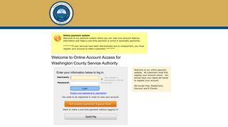 Online Account Access for Washington County Service Authority