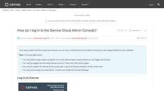 How do I log in to the Service Cloud Admin Cons... | Canvas LMS ...
