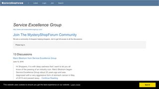 Service Excellence Group - Mystery Shopping Forum