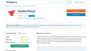 Service Fusion Reviews and Pricing - 2019 - Capterra