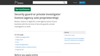 Security guard or private investigator licence ... - Ontario website