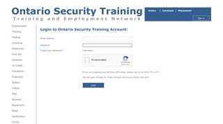 Login :: Ontario Security Training