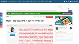 Reset of password in case service tax - Service Tax Forum ...