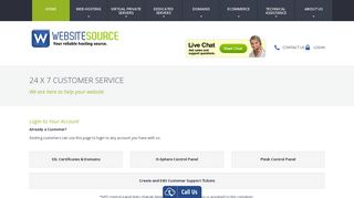24 x 7 Customer Service - Website Source