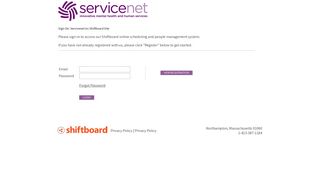 Welcome to Servicenet Inc Shiftboard Shiftboard Login Page