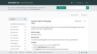Specify a login landing page | ServiceNow Docs - ServiceNow Product ...