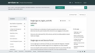 Single sign-on, logins, and URL redirects | ServiceNow Docs