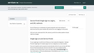 Service Portal Single sign-on, logins, and URL redirects | ServiceNow ...
