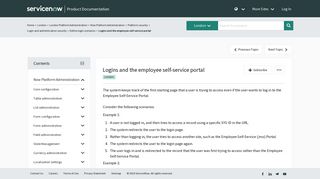 Logins and the employee self-service portal | ServiceNow Docs