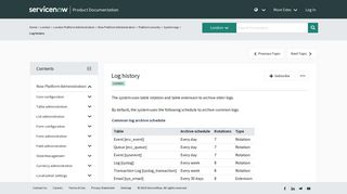 Log history | ServiceNow Docs - ServiceNow Product Documentation