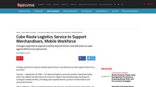 Cube Route Logistics Service to Support Merchandisers, Mobile ...