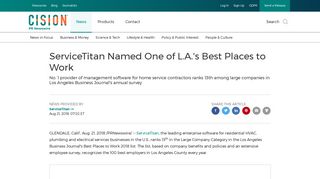 ServiceTitan Named One of L.A.'s Best Places to Work - PR Newswire