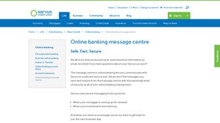 Online banking message centre - Servus Credit Union