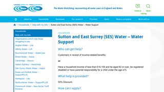 Sutton and East Surrey (SES) Water – Water Support | Consumer ...