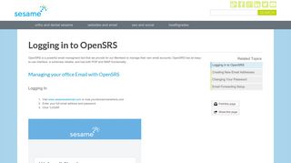 Sesame Communications Help Center :: Logging in to OpenSRS