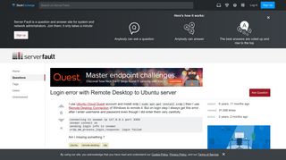 Login error with Remote Desktop to Ubuntu server - Server Fault