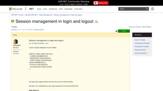 Session management in login and logout | The ASP.NET Forums