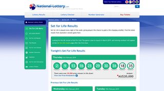 Set for Life Results - Australian National Lottery