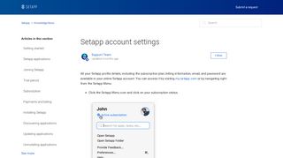 Setapp account settings – Setapp