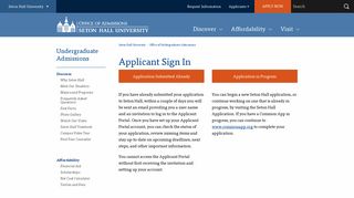 Applicant Sign In - Seton Hall University