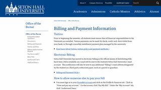 Billing and Payment Information - Seton Hall University