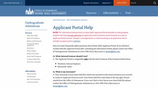 Applicant Portal Help - Seton Hall University