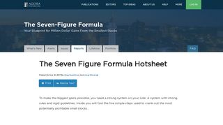 The Seven Figure Formula Hotsheet - Agora Financial
