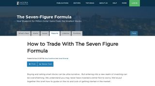 How to Trade With The Seven Figure Formula - Agora Financial
