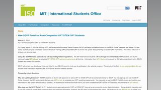 New SEVP Portal for Post-Completion OPT/STEM OPT Students | MIT ...