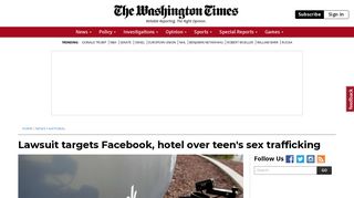 Lawsuit targets Facebook, hotel over teen's sex trafficking ...