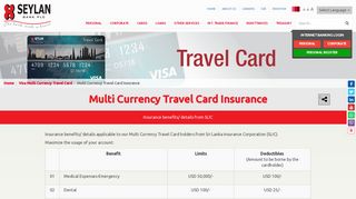 Seylan Bank | Multi Currency Travel Card Insurance