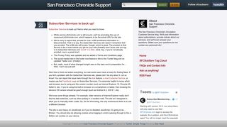 San Francisco Chronicle Support — Subscriber Services is back up!