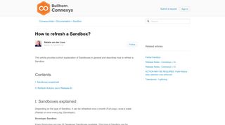 How to refresh a Sandbox? – Connexys Help