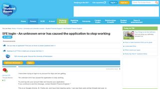 SFE login - An unknown error has caused the application to stop ...