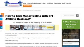 How to Earn Money Online With Sfi Affiliate Marketing
