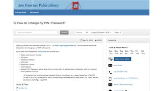 How do I change my PIN / Password? - SFPL - FAQ