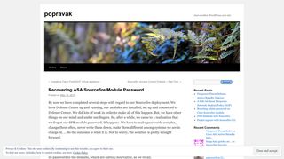 Recovering ASA Sourcefire Module Password | popravak