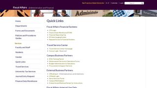 Quick Links - Fiscal Affairs - San Francisco State University