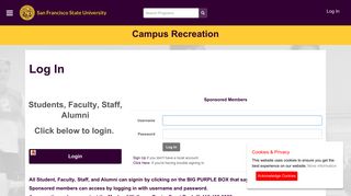 Log In - Fusion Member Portal - Campus Recreation
