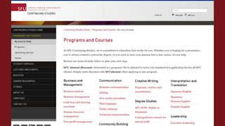 Programs and courses by area of study - Continuing Studies - Simon ...