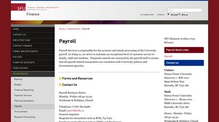 Payroll - Finance - Simon Fraser University