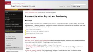Payment Services, Payroll and Purchasing - Department of Biological ...