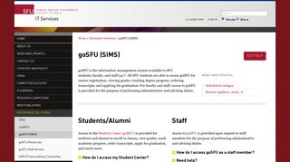 goSFU (SIMS) - IT Services - Simon Fraser University