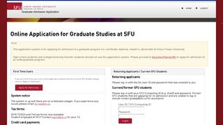 Grad Online Application - Simon Fraser University