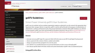 goSFU Guidelines - IT Services - Simon Fraser University