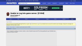 Unable to Log into game server. [2100d] - Street Fighter V Message ...