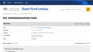 SGC SUPERANNUATION FUND | Super Fund Lookup