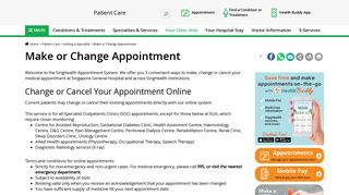 Make or Change Appointment - Singapore General Hospital